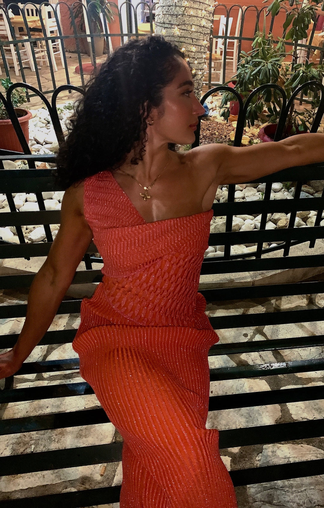 SCULPTED ONE SHOULDER TOP - CORAL SUNSET