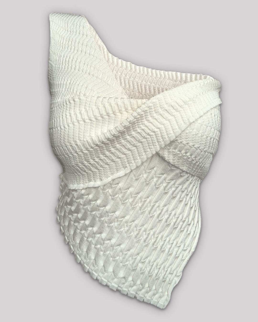 SCULPTED ONE SHOULDER TOP - NATURAL