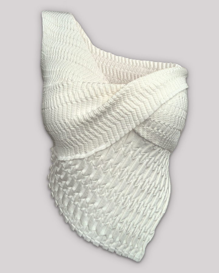 SCULPTED ONE SHOULDER TOP - NATURAL