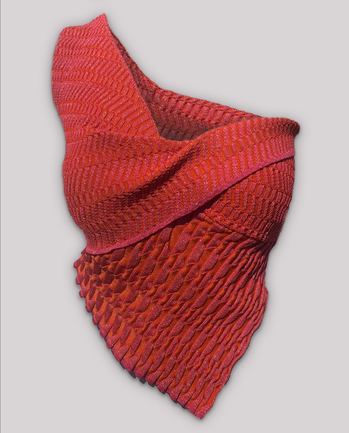 SCULPTED ONE SHOULDER TOP - CORAL SUNSET