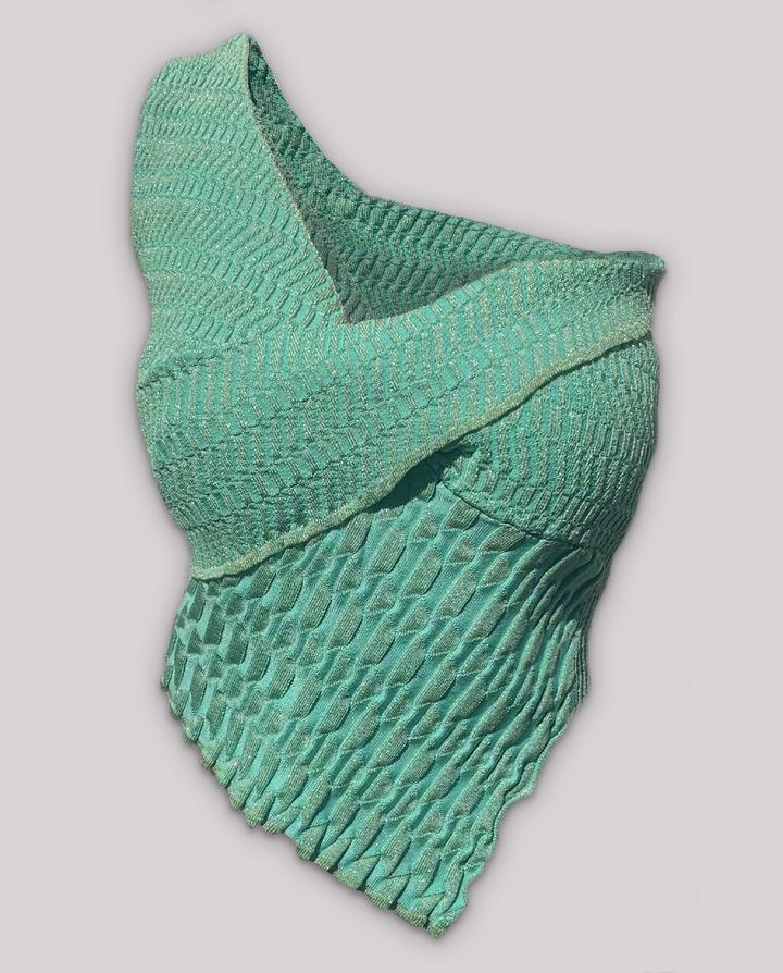 SCULPTED ONE SHOULDER TOP - SEAFOAM