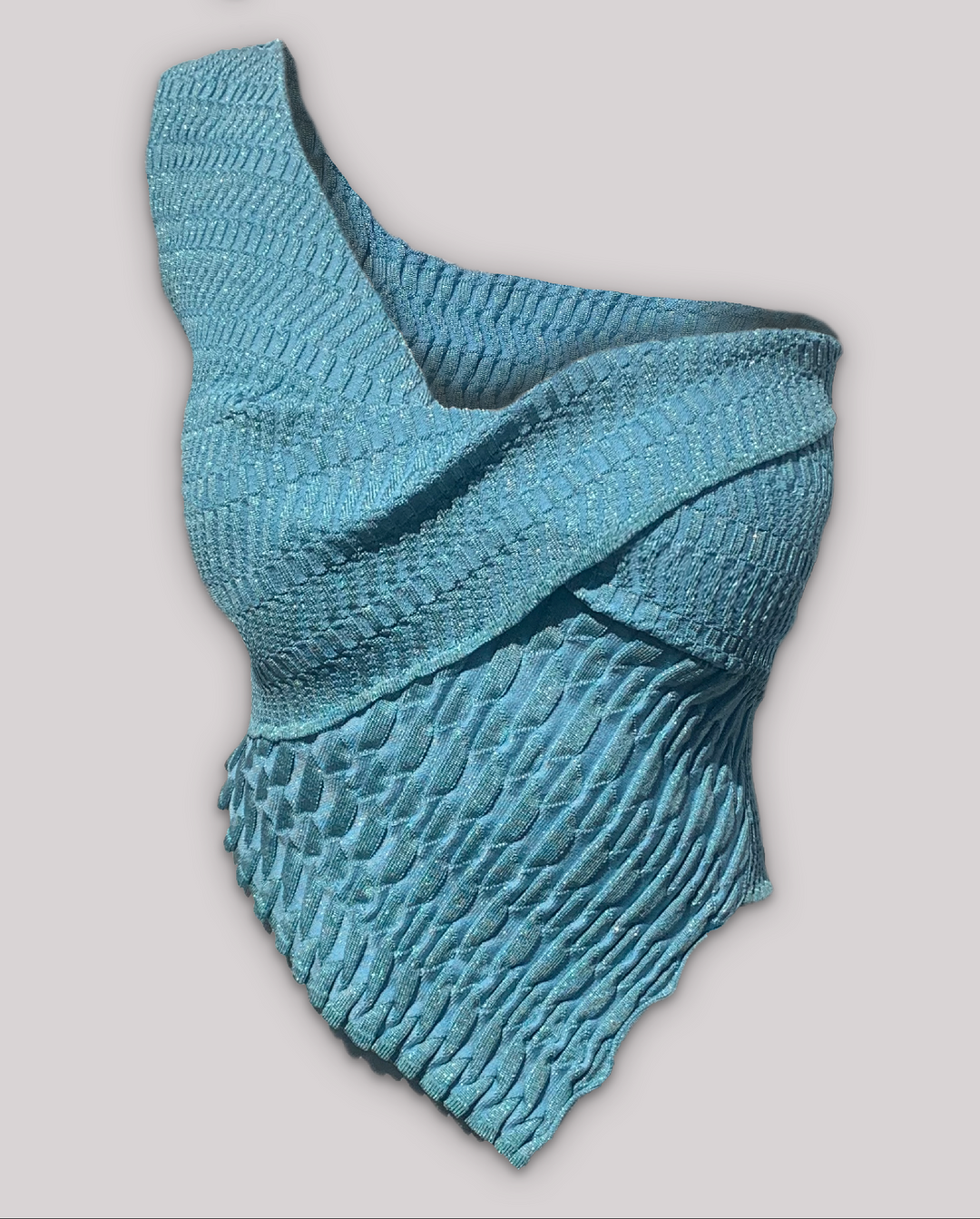 SCULPTED ONE SHOULDER TOP - POWDER BLUE