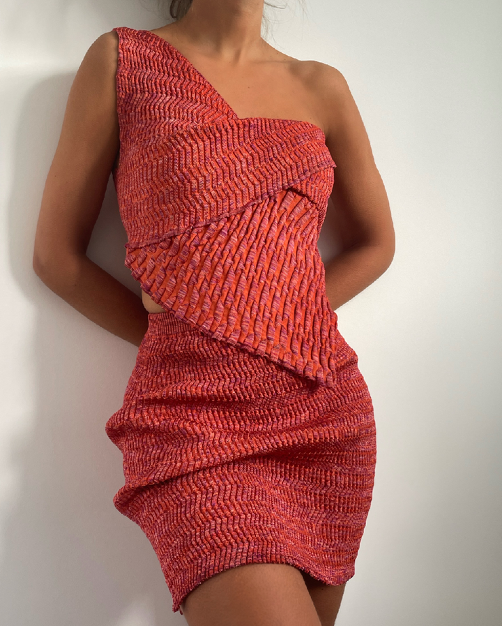 SCULPTED ONE SHOULDER TOP - SUNSET (LIMITED EDITION)