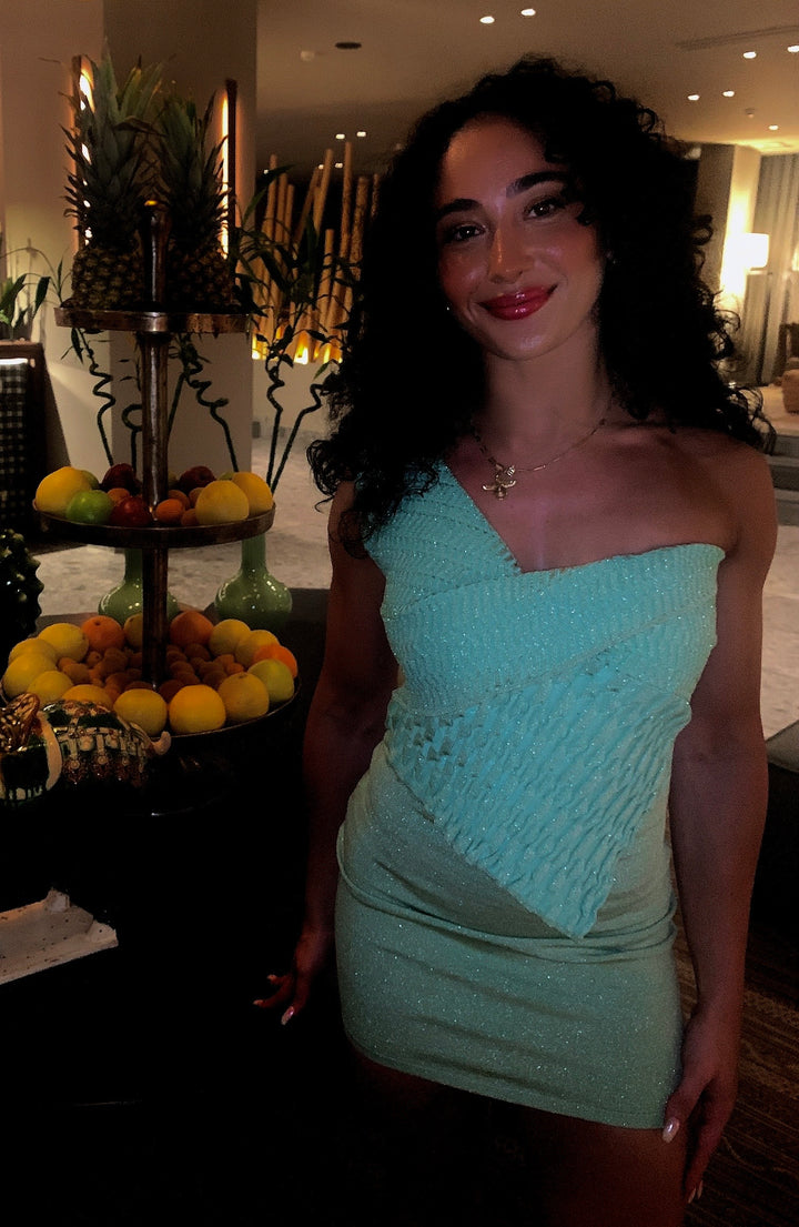 The Signature Sculptural One Shoulder Top - Seafoam