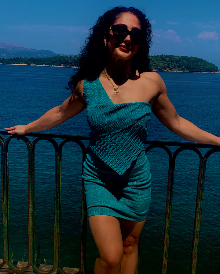 The Signature Sculptural One Shoulder Top - Deep Teal