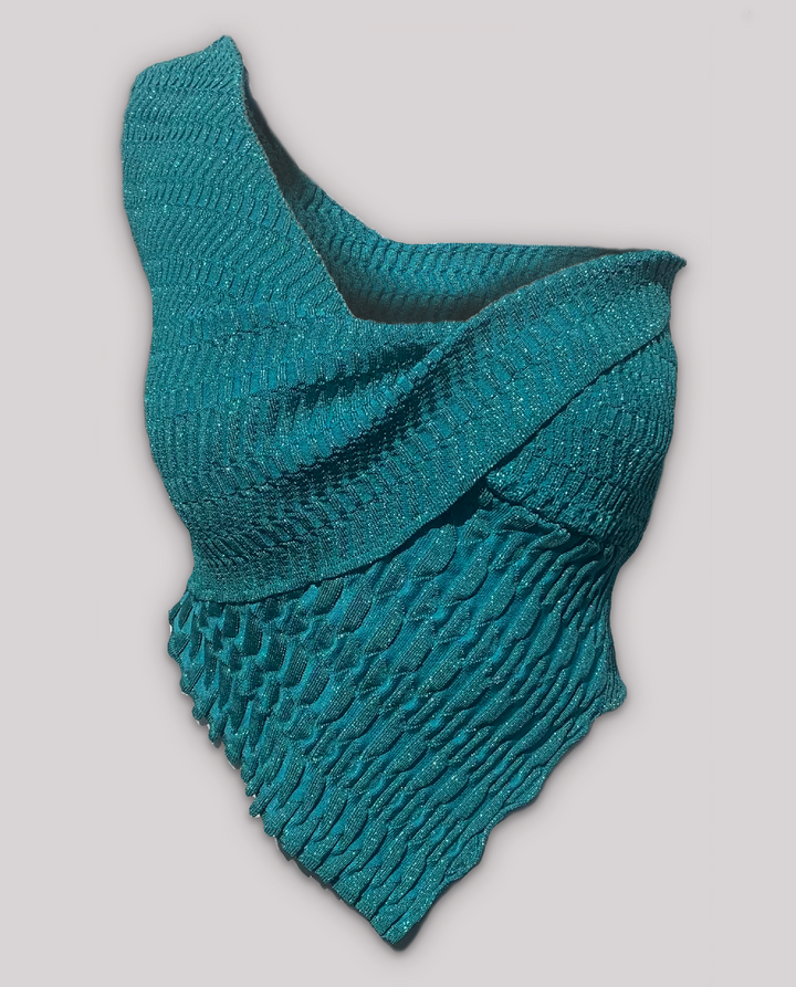 The Signature Sculptural One Shoulder Top - Deep Teal