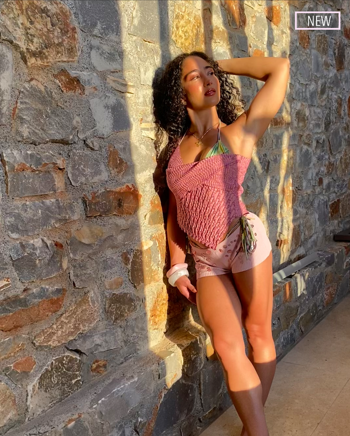 SCULPTED ONE SHOULDER TOP - PINK ORCHID