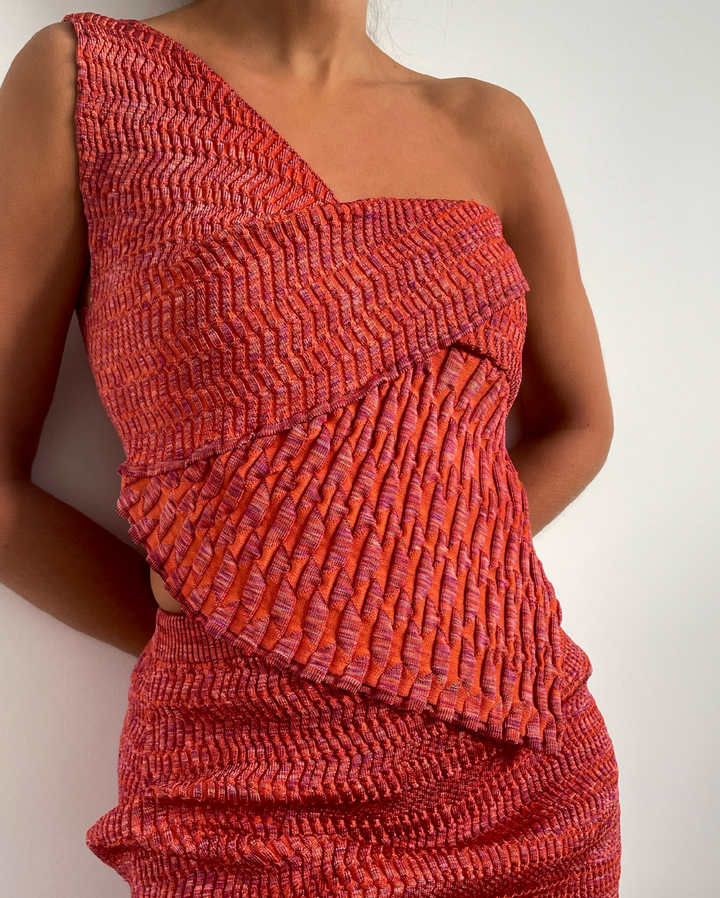 The Signature Sculptural One Shoulder Top - Sunset (limited edition)